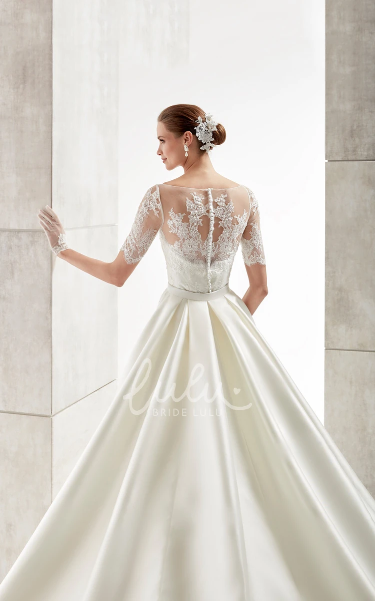 Detachable Train Lace Coat Sweetheart Wedding Dress