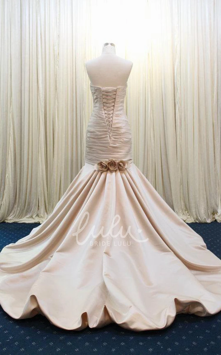 Satin Mermaid Wedding Dress with Keyhole and Cap Sleeves