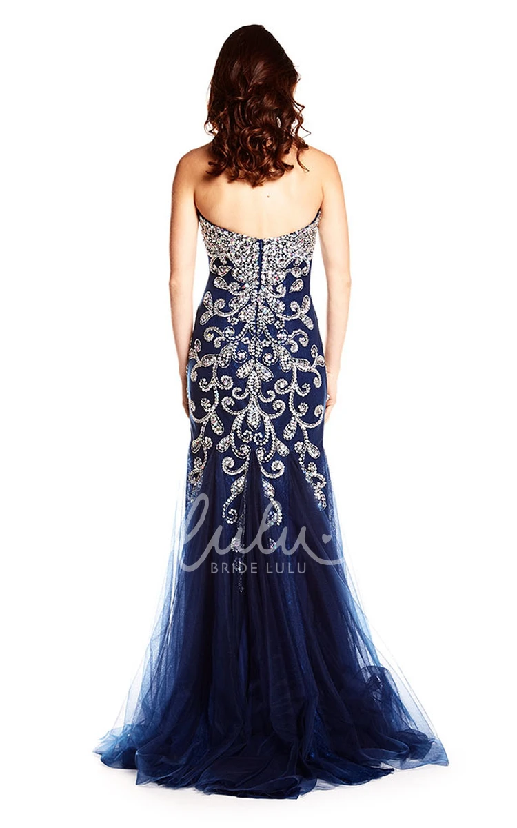 Crystal Tulle V-Back Prom Dress Long Sweetheart Women's 2024 Formal Gown