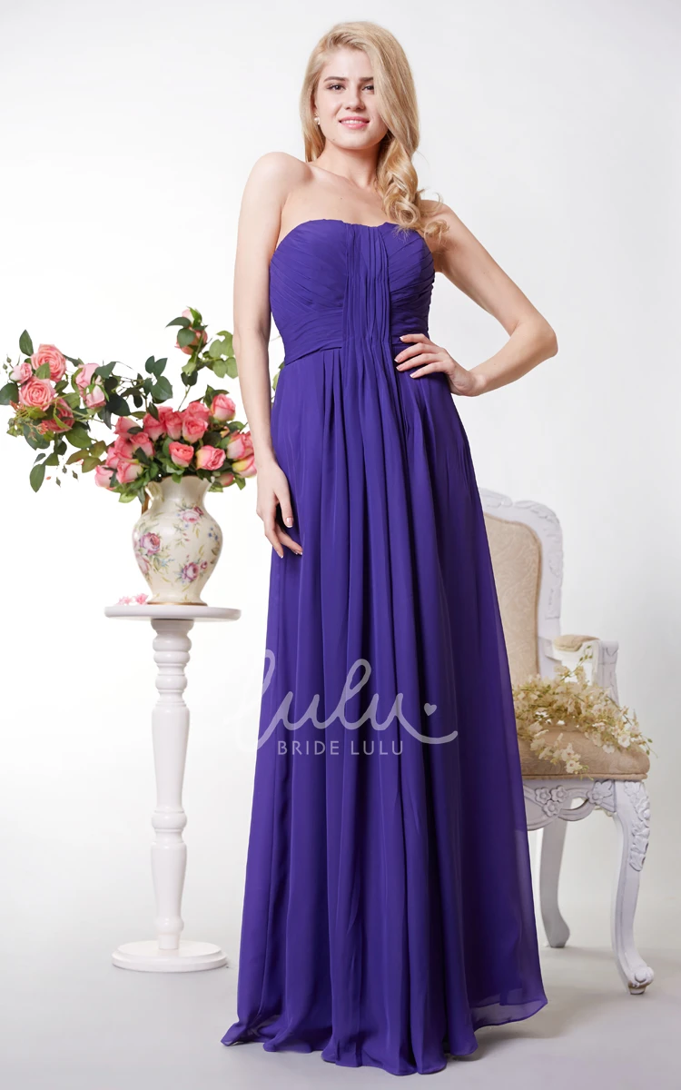 Flowy Chiffon A-line Prom Dress with Pleats and Open Back