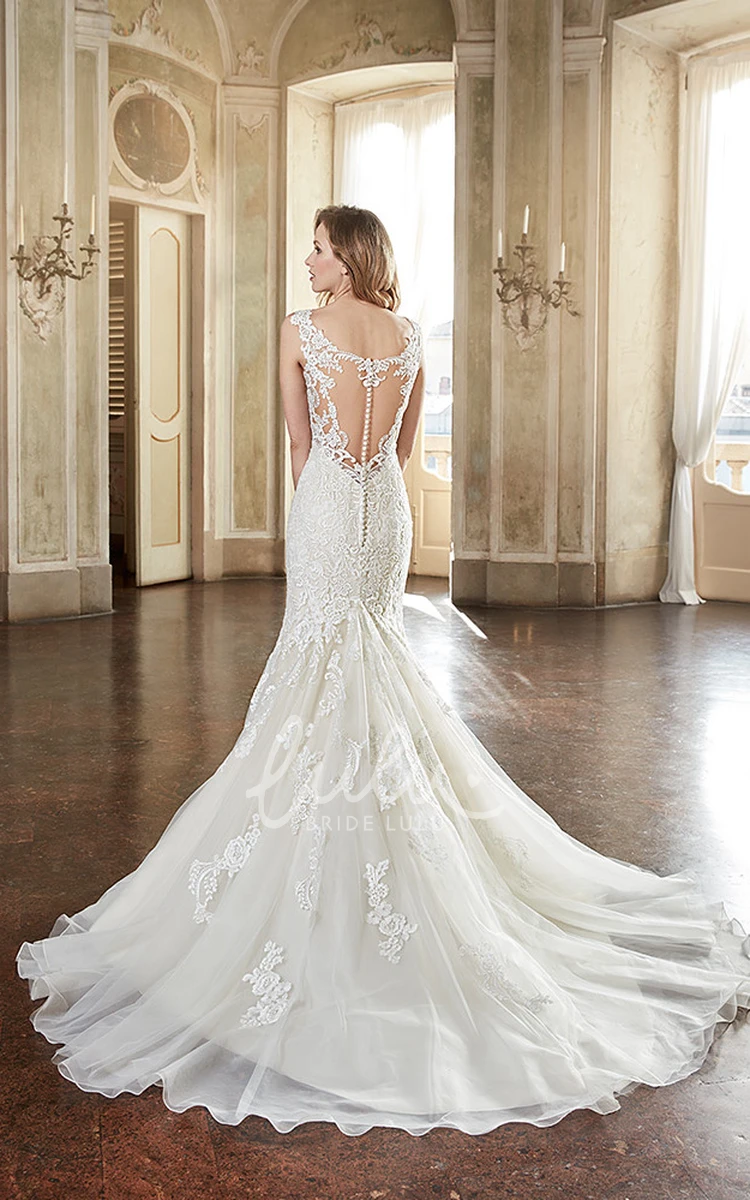 Cap-Sleeve Lace Trumpet Wedding Dress with Pleats