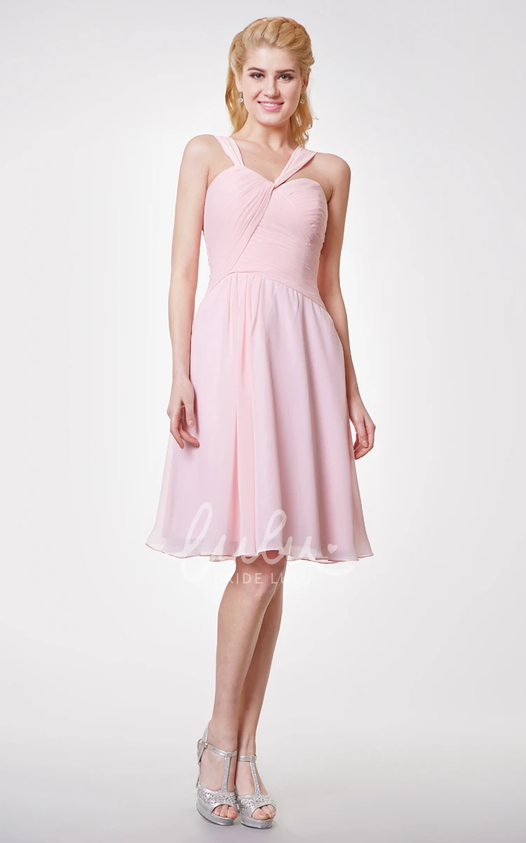 Knee Length Cute Chiffon Dress with Square Back