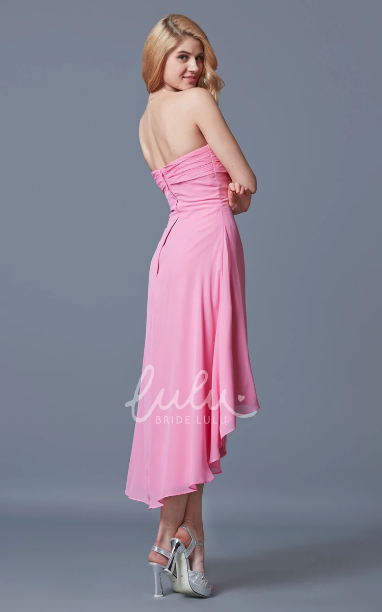 Chiffon High-low Dress with Sweetheart Neckline and Ruched Bodice