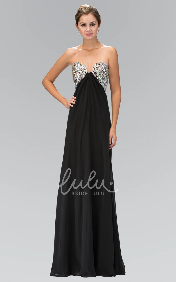 Sweetheart Chiffon Backless A-Line Formal Dress with Beading