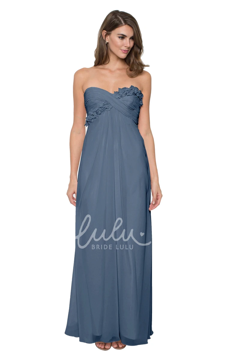 Floral Chiffon Bridesmaid Dress with Criss Cross & Sleeveless Multi-Color Convertible