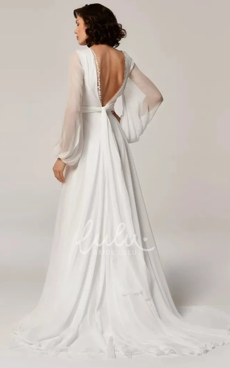 Poet A Line Wedding Dress with Ruching Modern 3/4 Sleeve Chiffon