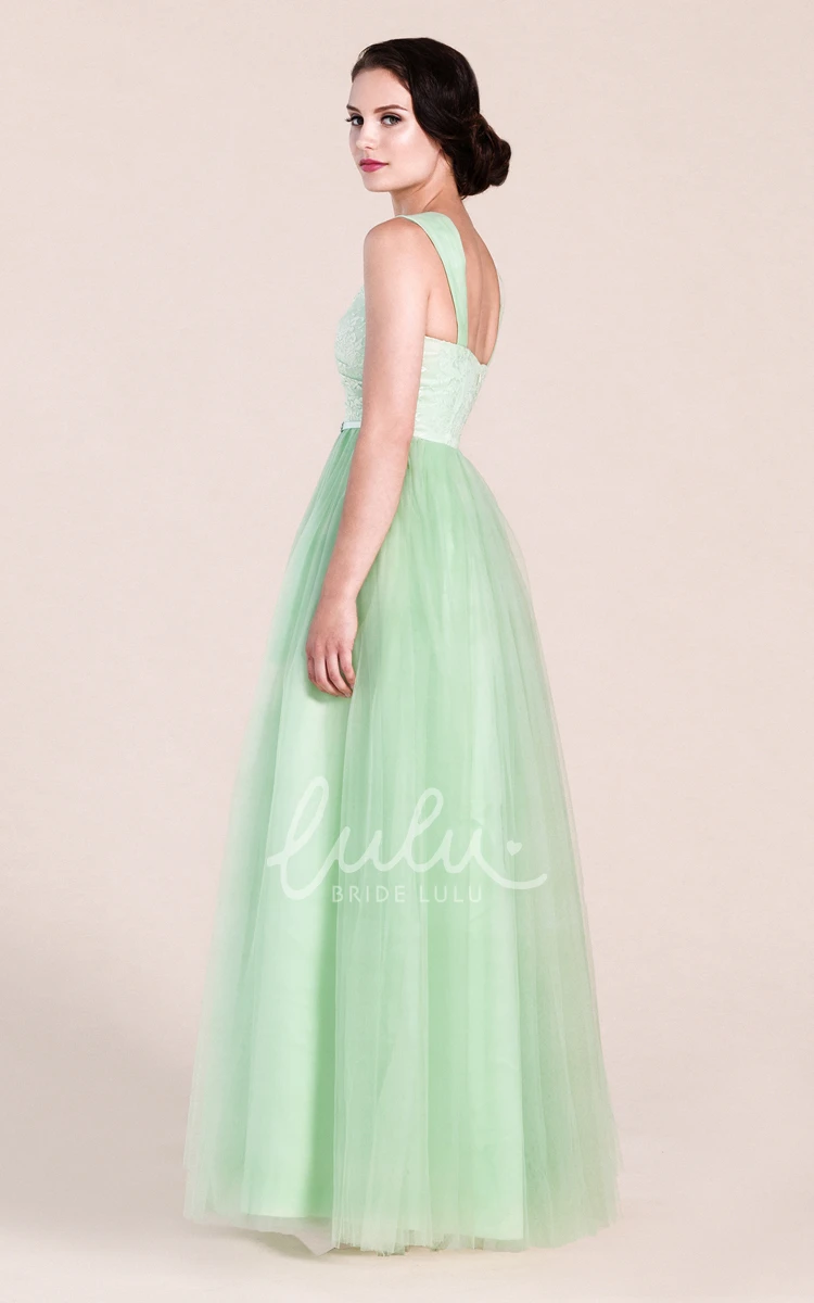 Long Lace and Tulle A-Line Bridesmaid Dress for Bridesmaid