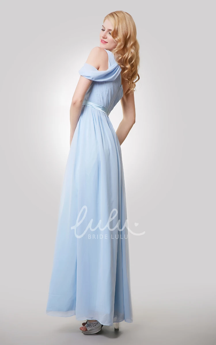 One-Shoulder A-Line Chiffon Bridesmaid Dress with Satin Sash