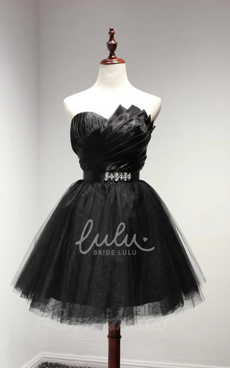 Pleated Tulle Cocktail Dress with Sweetheart Neckline
