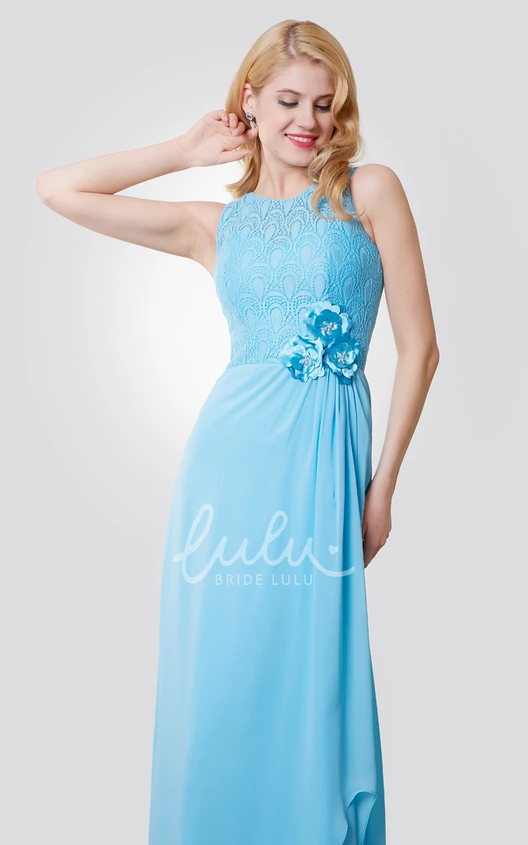 Beaded Flowers A-Line Sleeveless Bridesmaid Dress