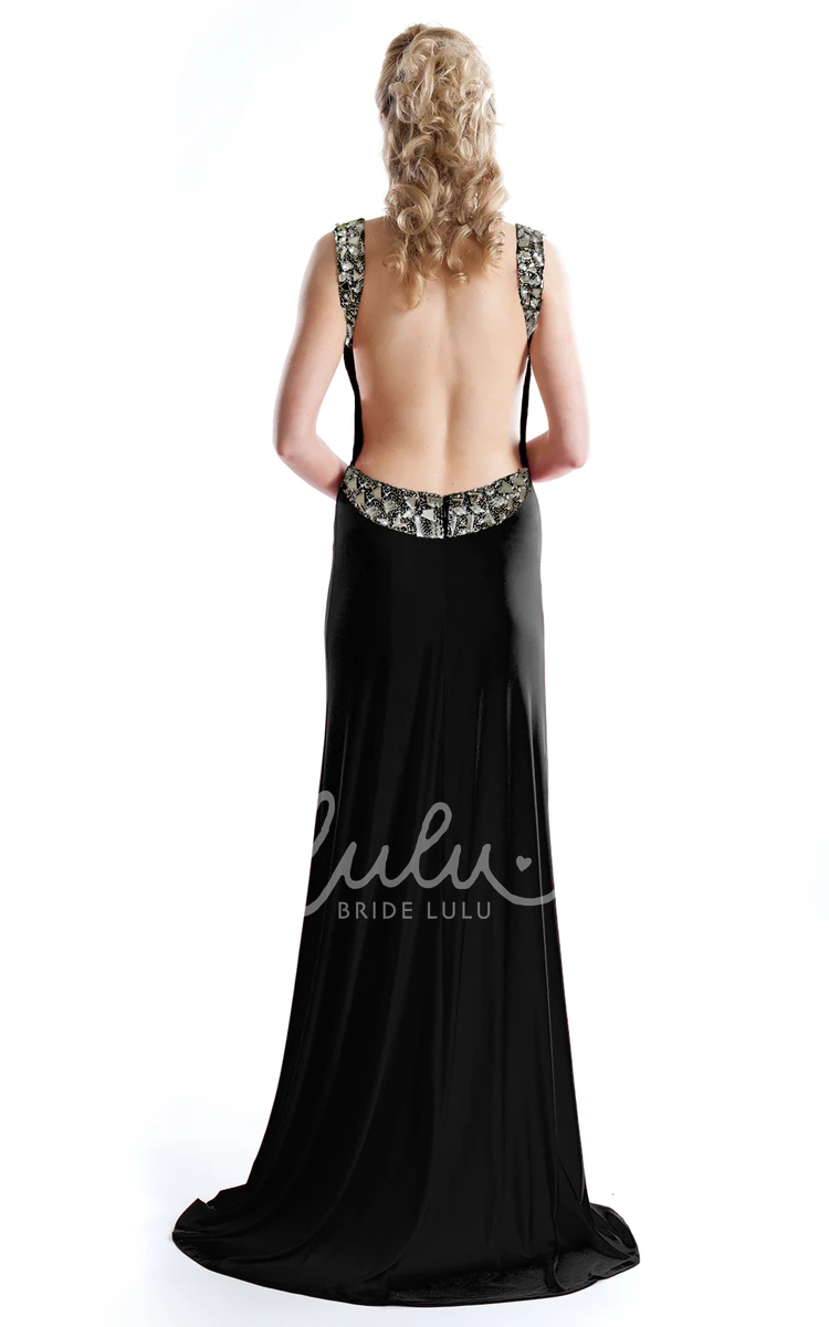 Sleeveless Beaded Chiffon Evening Dress with Jewel Neck Elegant Dress