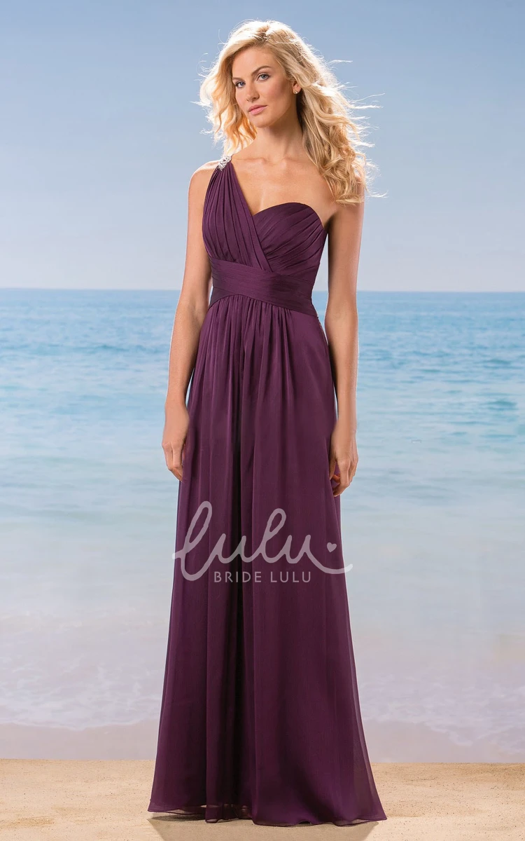 Chiffon Bridesmaid Dress with Pleats One-Shoulder A-Line