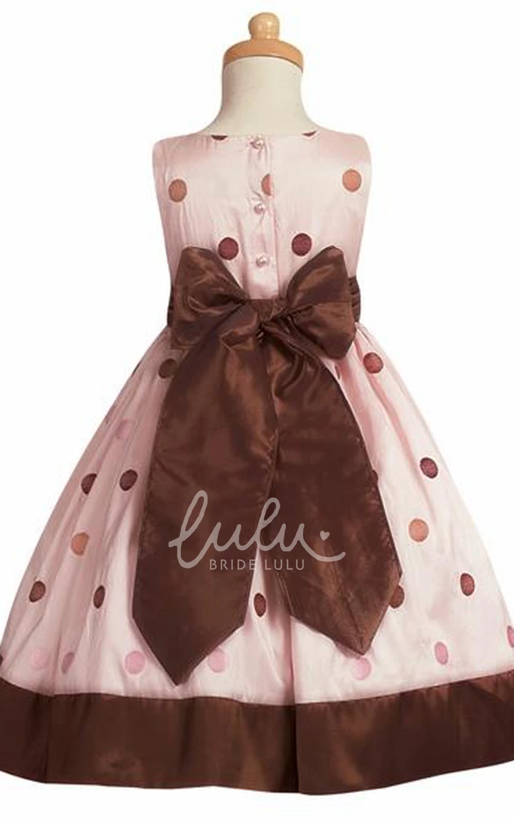 Bowed Taffeta Sleeveless Tea-Length Flower Girl Dress Modern Dress for Girls