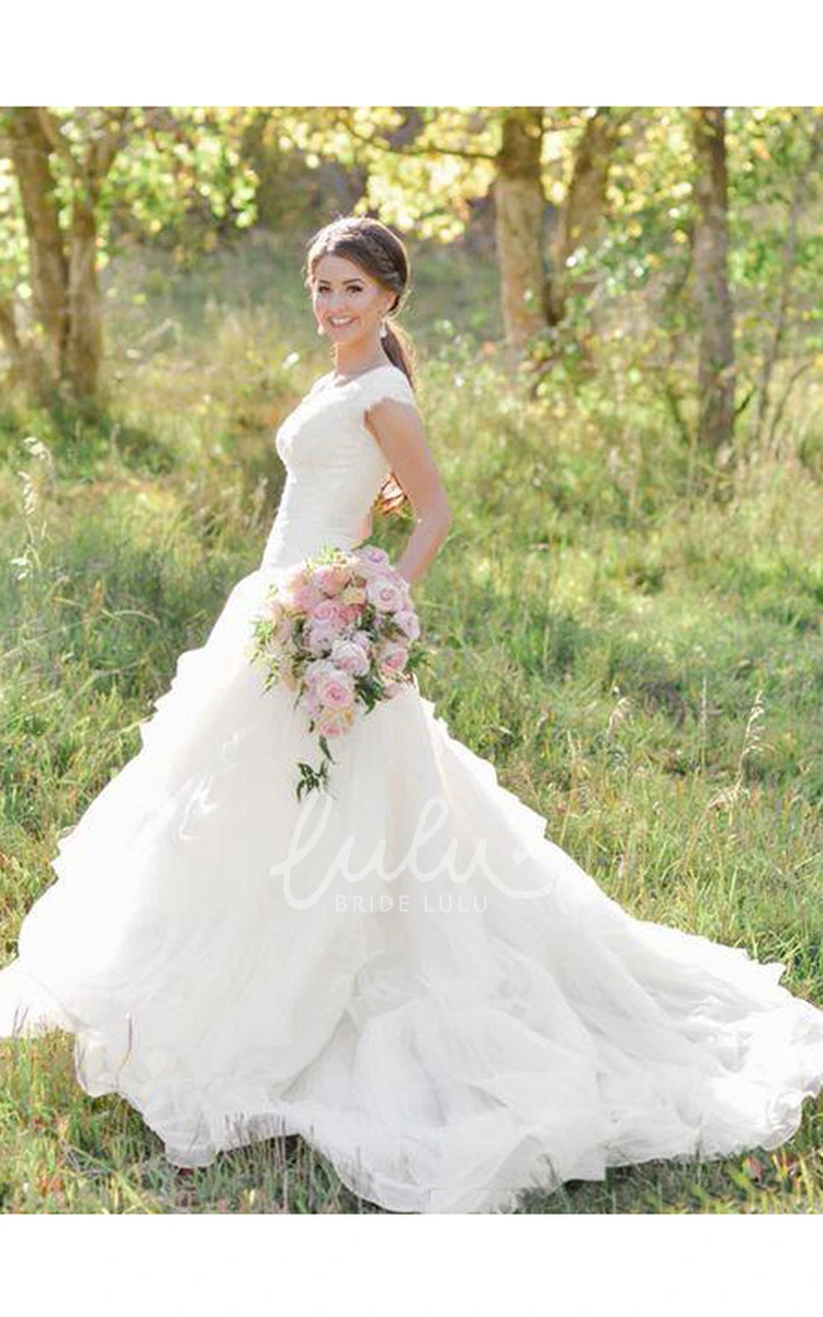 Queen Anne Lace A-Line Wedding Dress with Organza Skirt