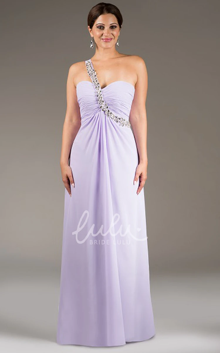 Crystal-Sash Single Strap A-Line Bridesmaid Dress Chiffon Long Modern