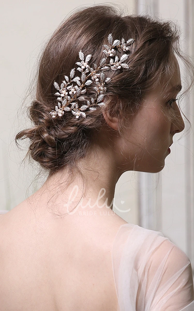 Leaf Style Elegant Bridal Hair Combs with Beads