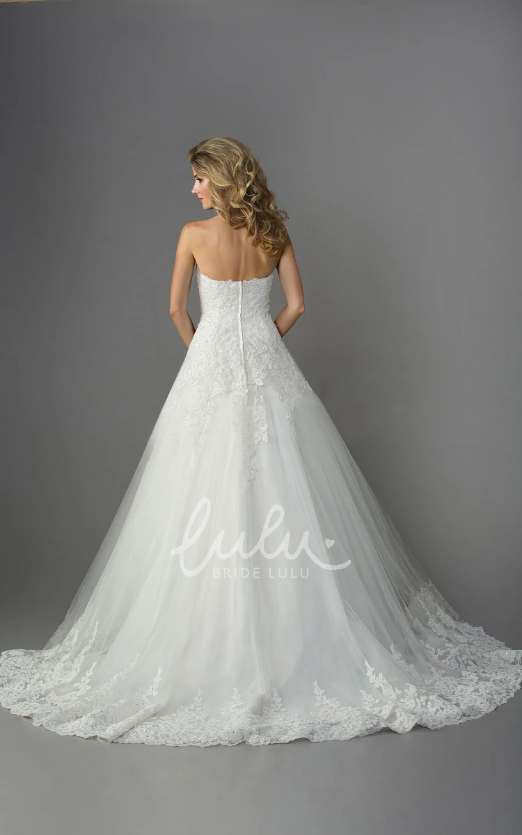 A-line Floral Wedding Dress with Sweetheart Neckline and Beadings