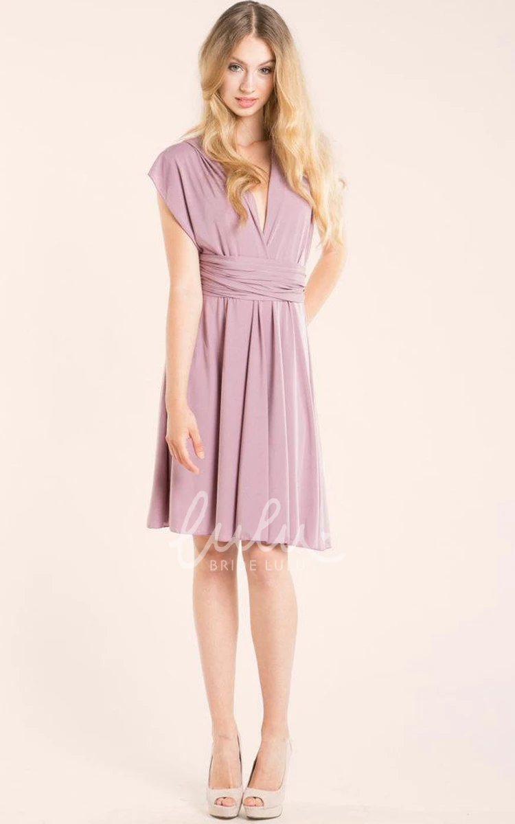 Knee-length Jersey and Satin Bridesmaid Dress for Women