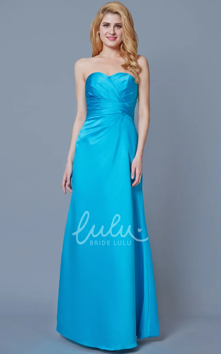 Satin A-line Dress with Ruching Sleeveless and Elegant