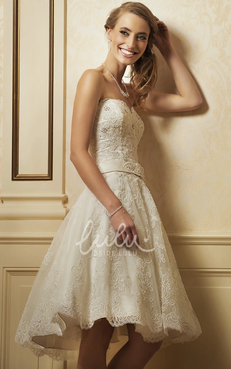 Sweetheart A-Line Lace Wedding Dress Sleeveless Short Mini