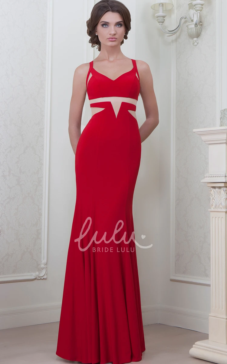 V-Neck Sleeveless Floor-Length Sheath Bridesmaid Dress