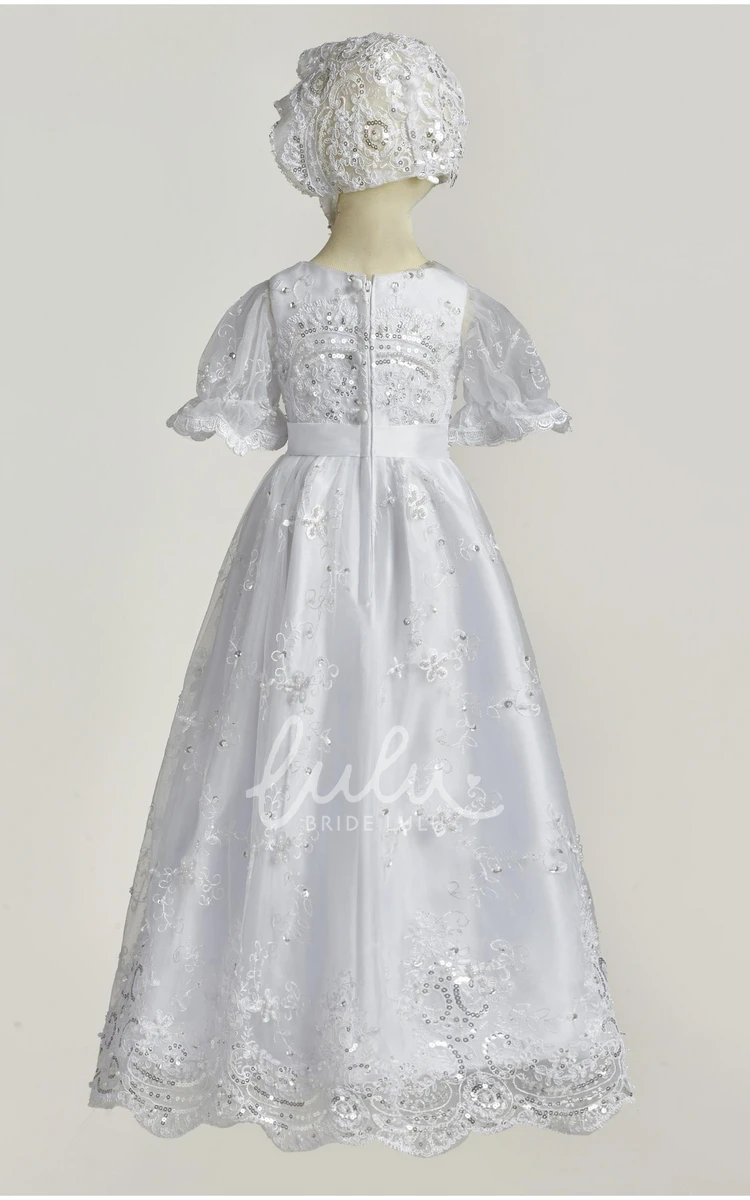 Elegant Christening Gown with Lace and Bow Cute Christening Dress