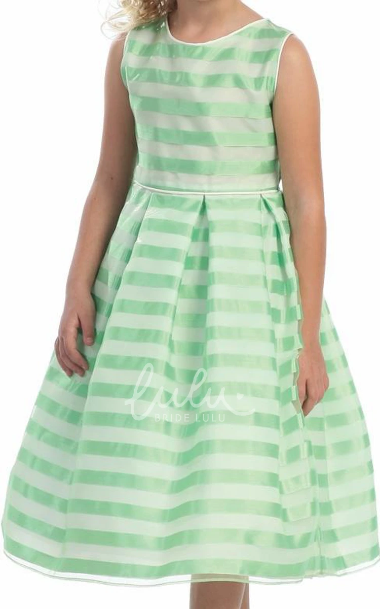 Pleated Organza Flower Girl Dress Tea-Length