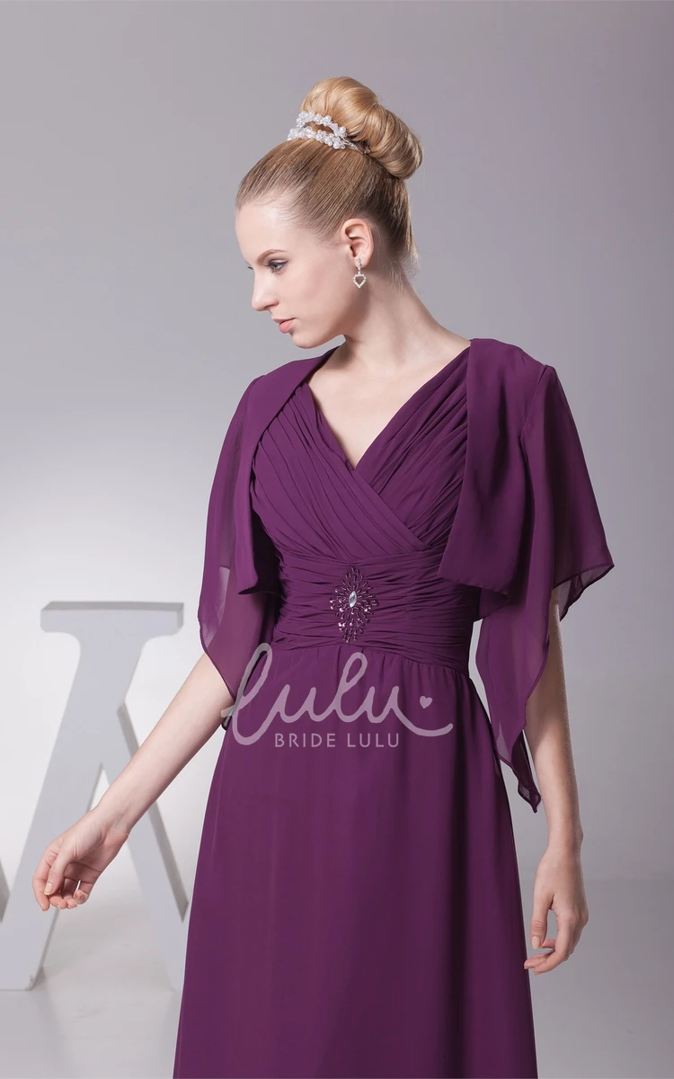 Chiffon Maxi Evening Dress with Bolero and Criss-Cross