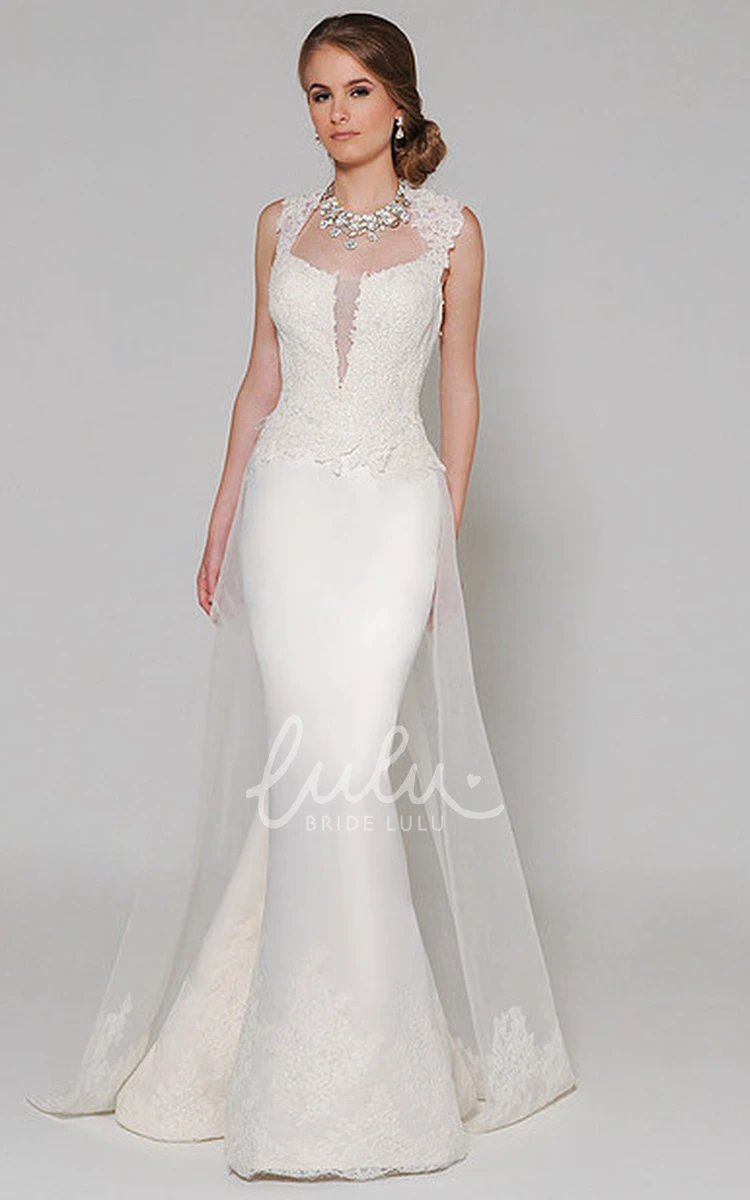 High Neck Satin Wedding Dress with Beaded Details Mermaid Silhouette