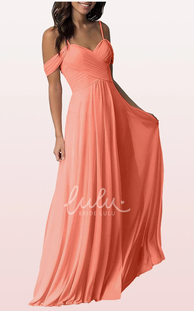 Off-the-Shoulder Chiffon A-Line Bridesmaid Dress with Ruching Flowy & Classy