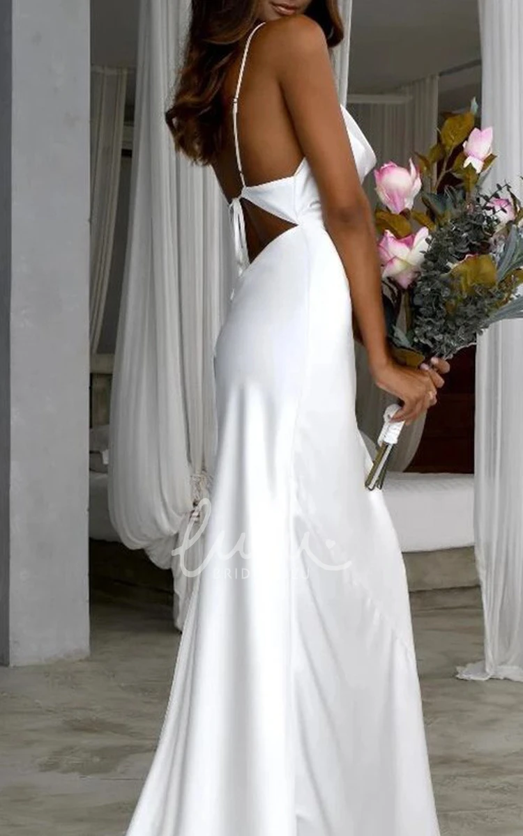 Chiffon A-line Wedding Dress with Poet Sleeves Western Beach Casual V-neck