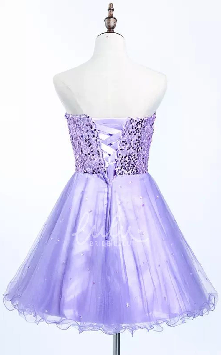 Sweetheart Sequin Tulle A-line Sleeveless Mini Homecoming Dress