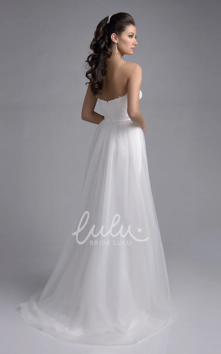 Lace Bodice Tulle A-Line Wedding Dress with Sweetheart Neckline