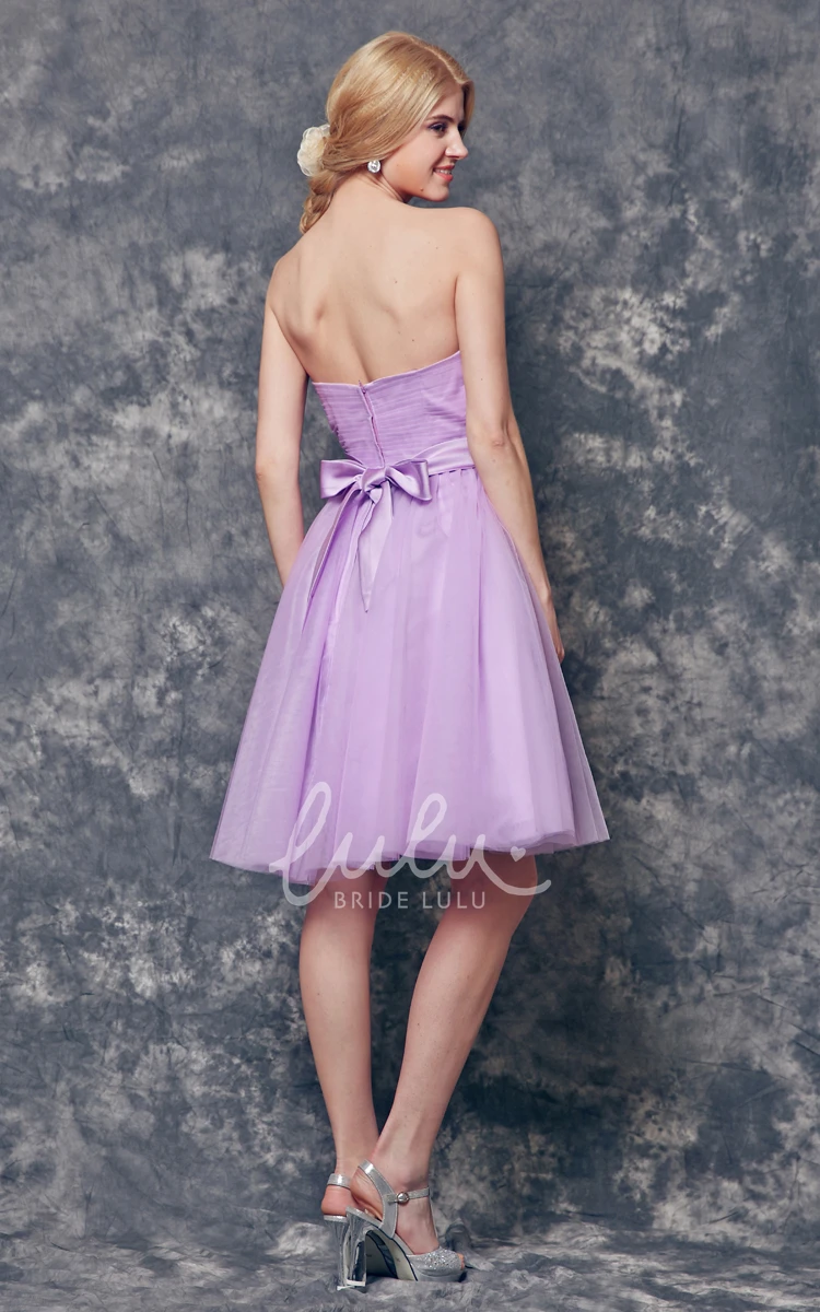 Strapless Backless A-line Tulle Dress with Sash Simple & Modern