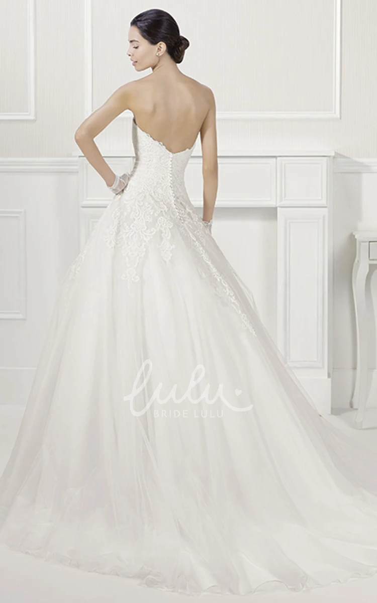 A-Line Tulle Wedding Ball Gown with Beaded Waist Sweetheart