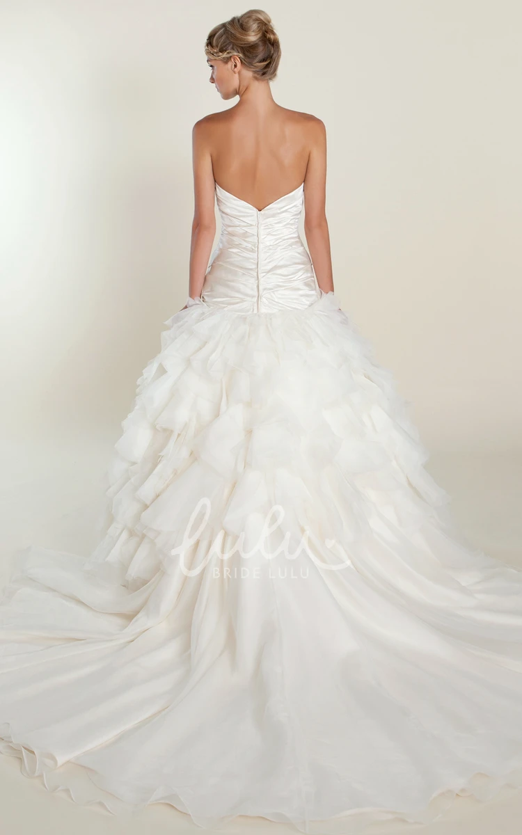 Maxi Pick-Up Tulle&Taffeta Ball Gown Wedding Dress with Sweetheart Style and Deep-V Back