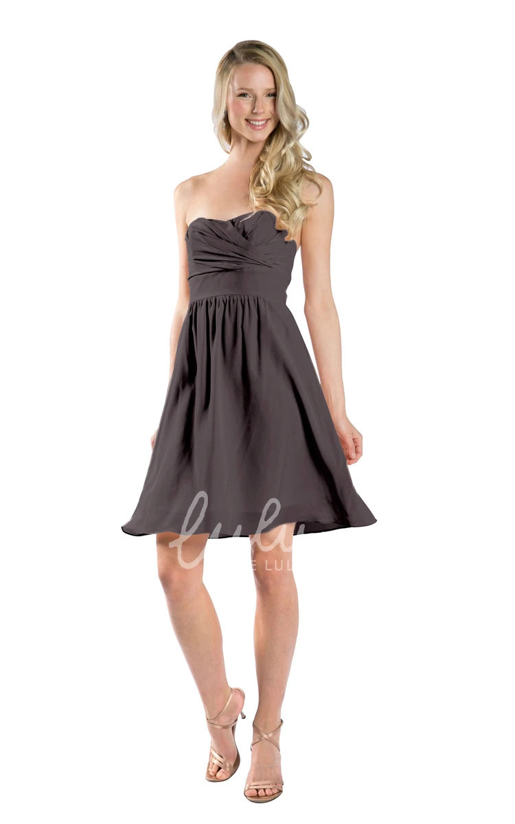 Short Strapless A-Line Ruched Chiffon Convertible Bridesmaid Dress in Muti-Color