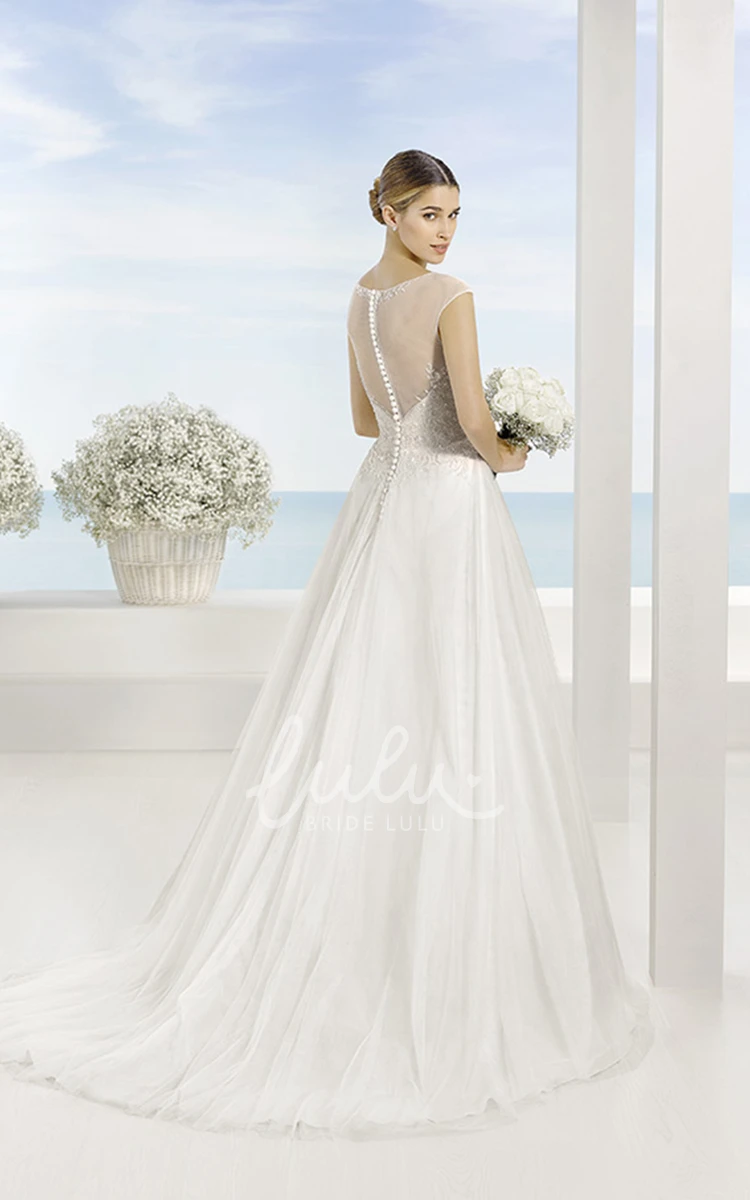 Appliqued One-Shoulder Tulle Wedding Dress Long & Flowy