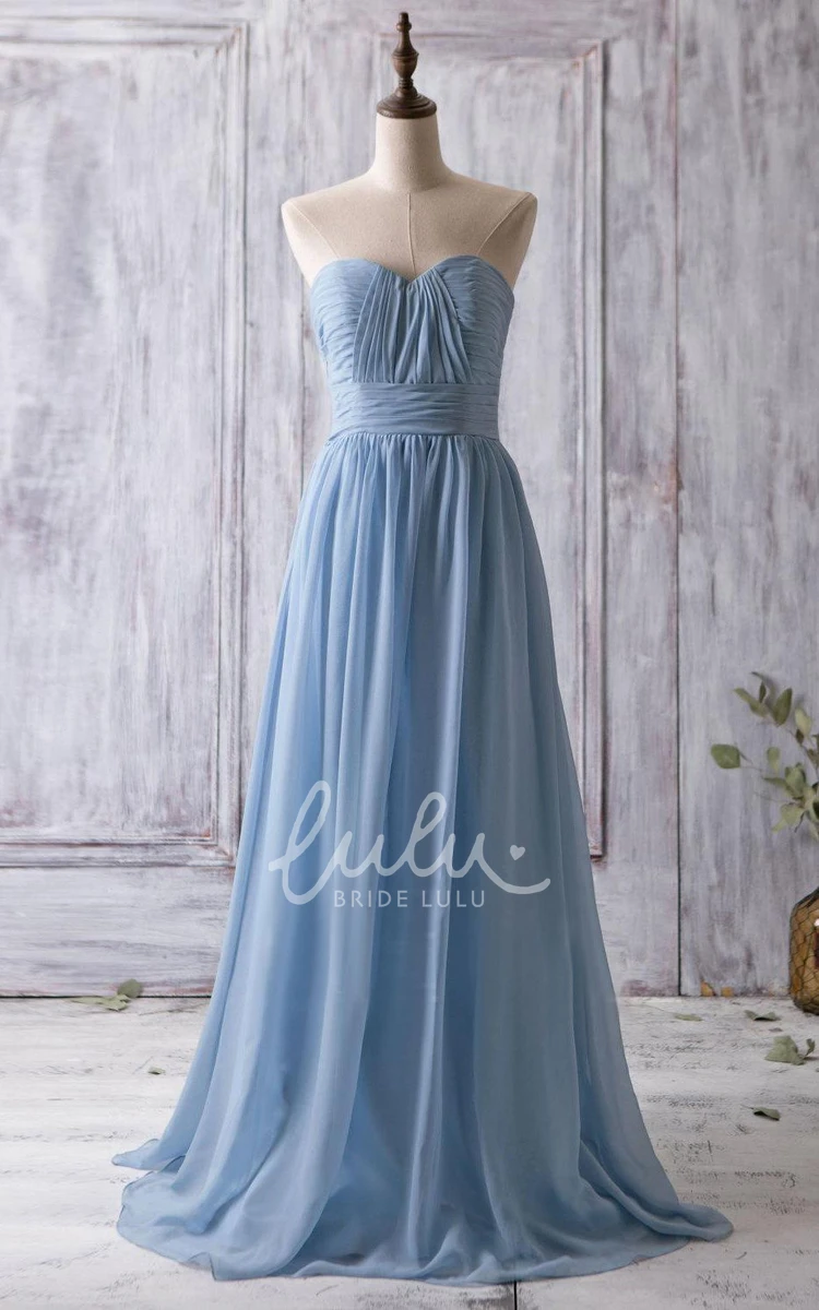 A-line Chiffon Bridesmaid Dress with Sweetheart Neckline and Pleats