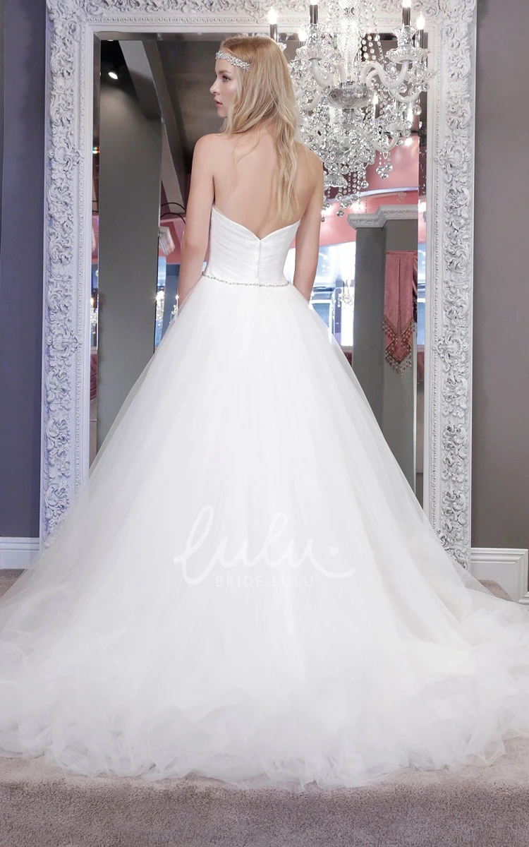 Sweetheart Jeweled Tulle Ball Gown Wedding Dress with Criss Cross Elegant 2024 Bridal Gown