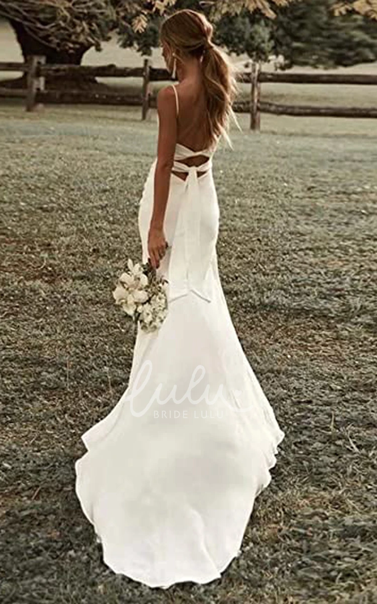 Sexy Satin Wedding Dress with Long Sleeves Sheath Split Front Open Back