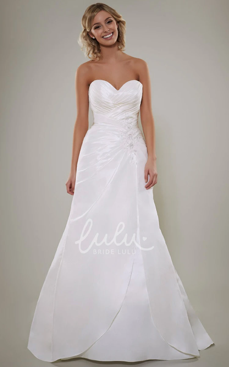 Sweetheart Criss-Cross Short Sleeve A-Line Satin Wedding Dress