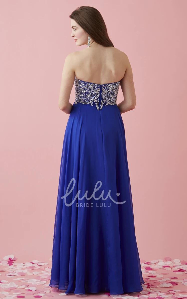 Long Sleeveless Jersey Backless Prom Dress with Sweetheart Neckline and Split Front