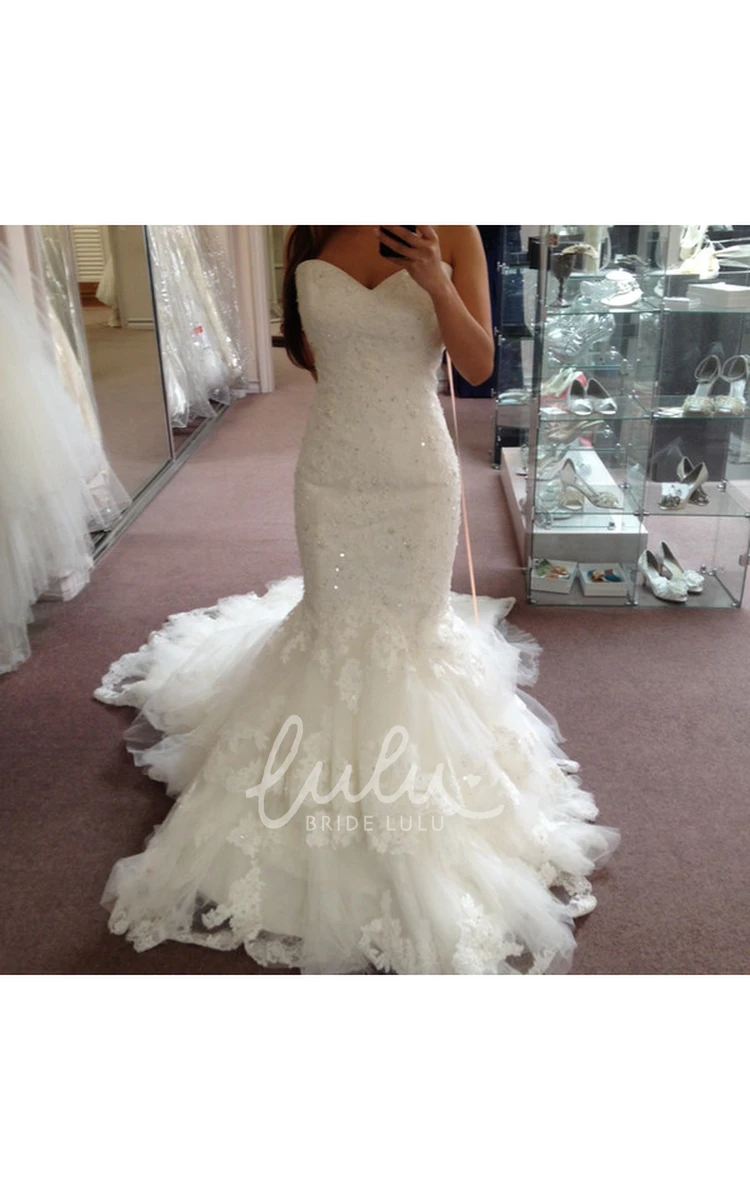 Trumpet Lace Gown with Beaded Detailing Sleeveless and Sweetheart