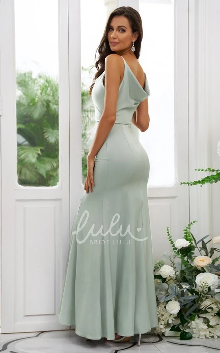 Spaghetti Sleeveless Mermaid Bridesmaid Dress Simple Casual 2024 Boho Elegant
