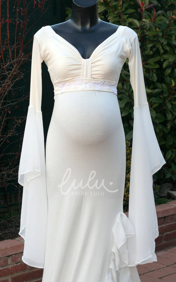 Court Train Empire Maternity Wedding Dress in Sheath Style