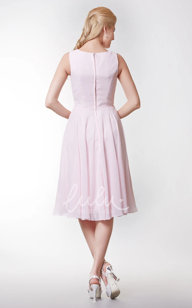 V-neck Tea Length Bridesmaid Dress Simple & Elegant