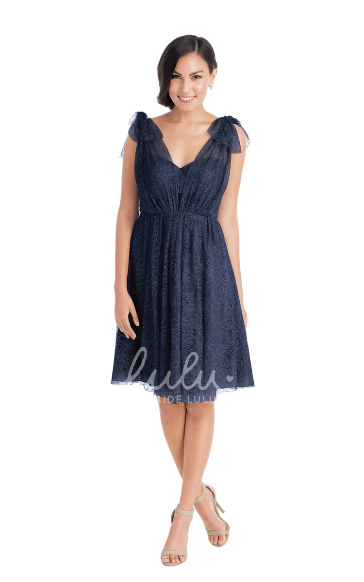 Ribboned Lace Cap Sleeve Sweetheart Short Bridesmaid Dress in Multiple Colors