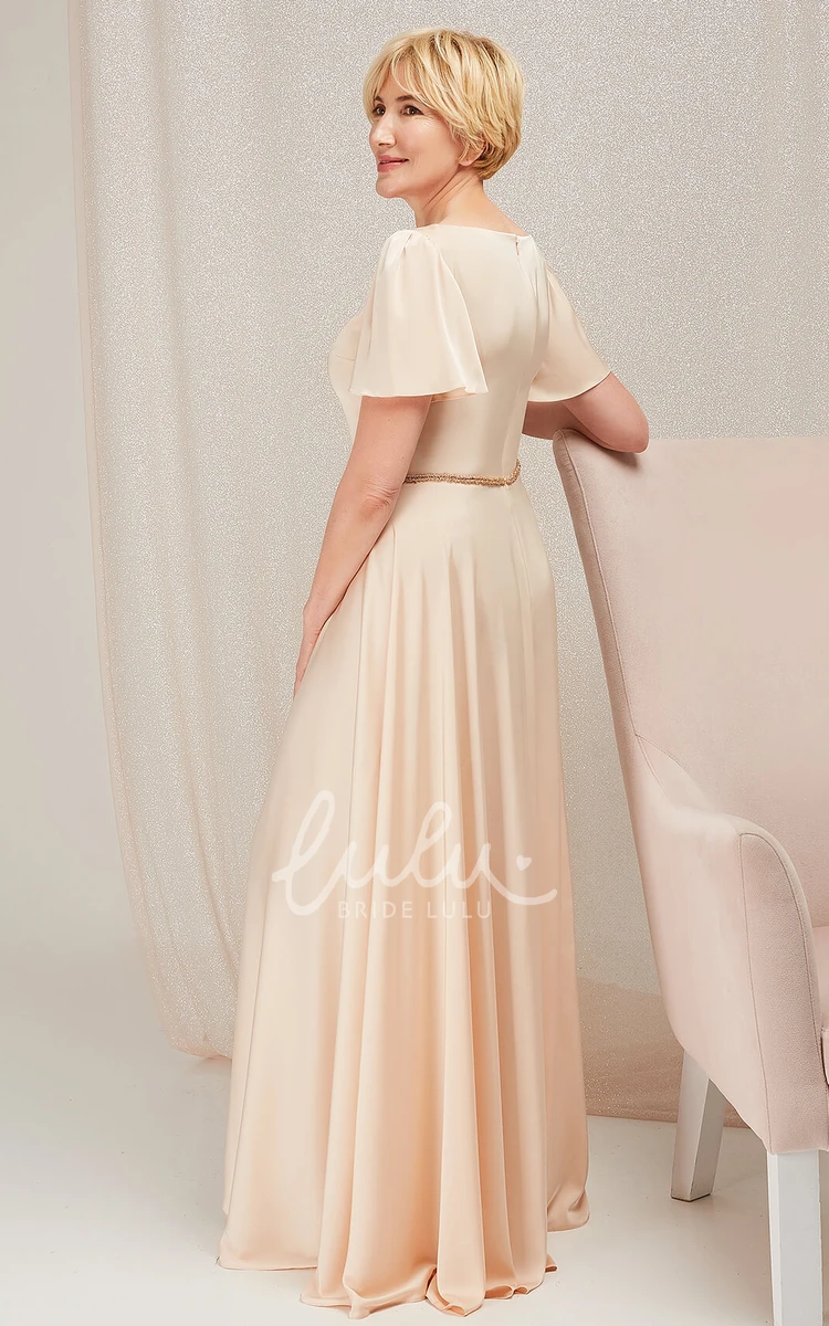 Beaded Bateau A-Line Mother of the Bride Dress