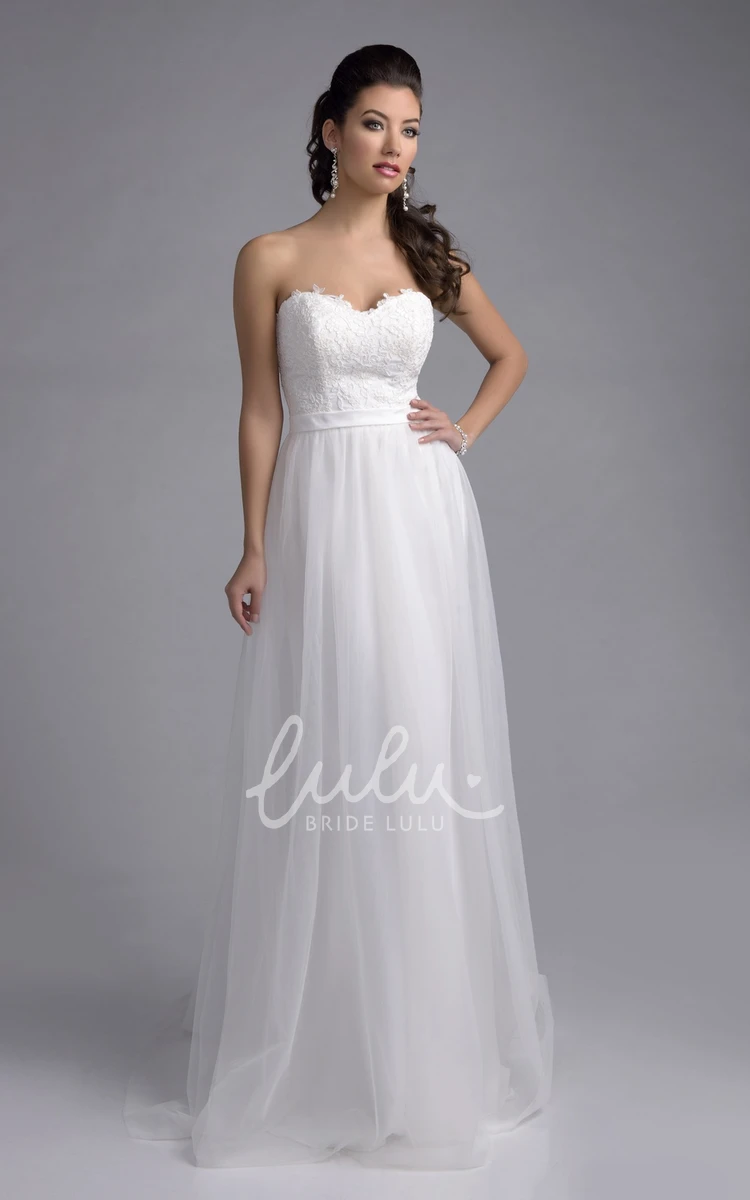 Lace Bodice Tulle A-Line Wedding Dress with Sweetheart Neckline